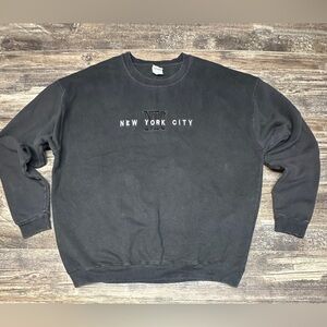 Y2K Vintage Sweatshirt - NYC New York City Embroidered - Black - Crewneck - XXL